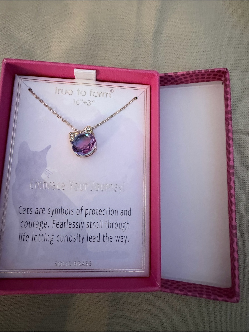 Cat Pendant "Embrace Your Journey" Necklace